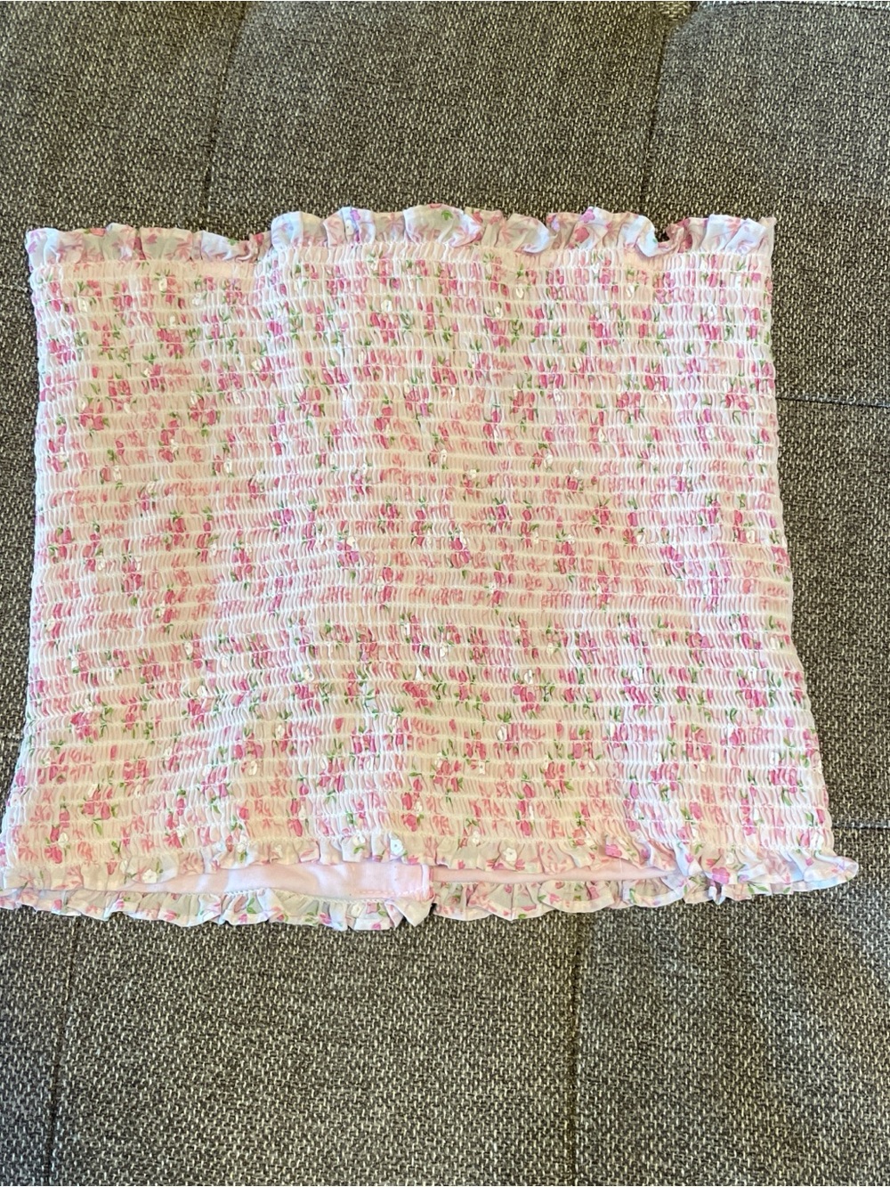 Pink Floral Smocked Tube Top